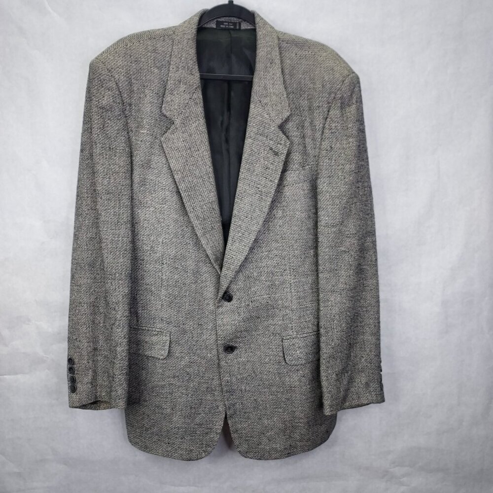 Gino Rossi Sport Coat Mens 40R 100% Silk Plaid 2-Button Blazer Nailshead Pattern